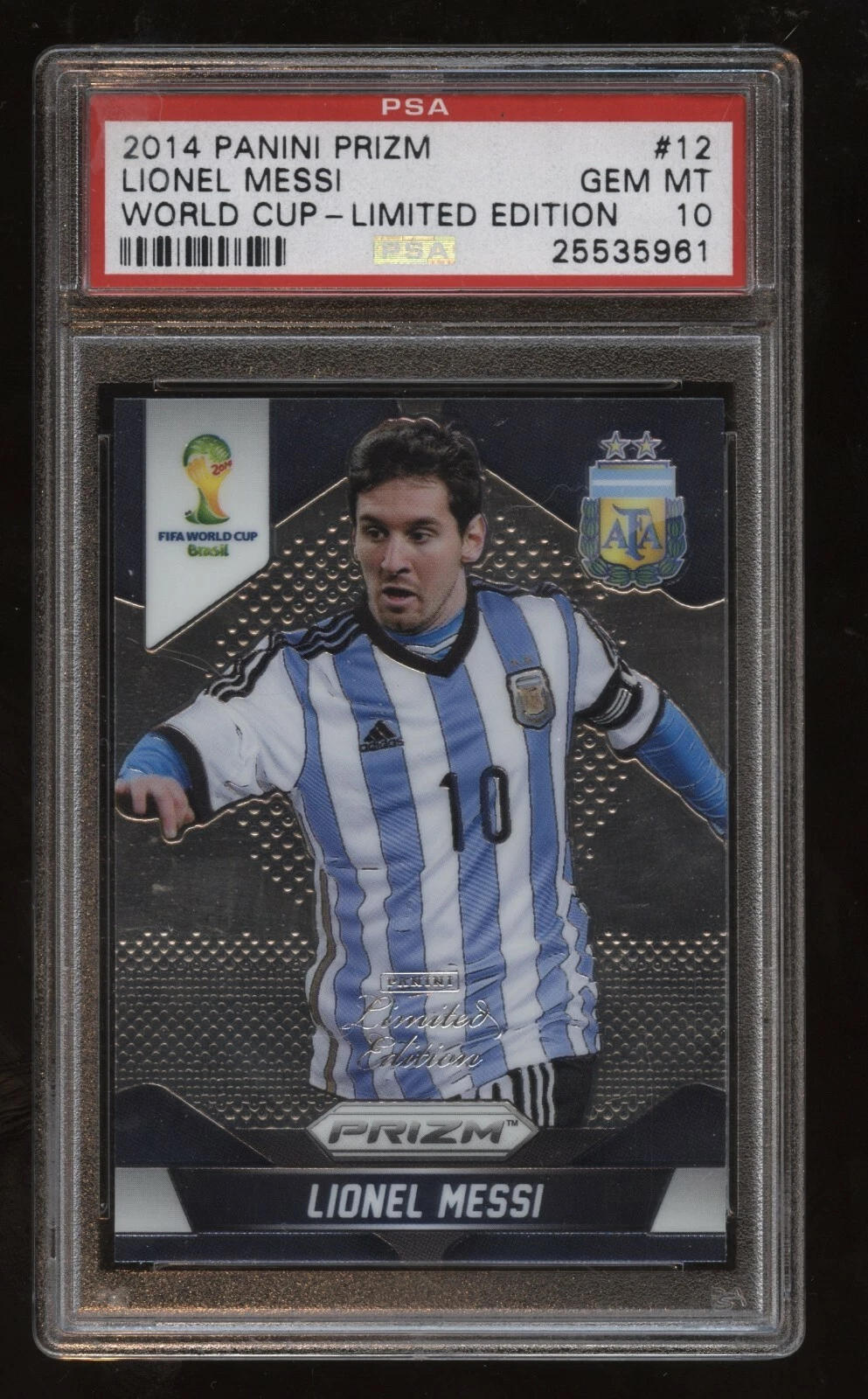 PSA 10 gegradeerde 2014 Panini Prizm Lionel Messi World Cup kaart