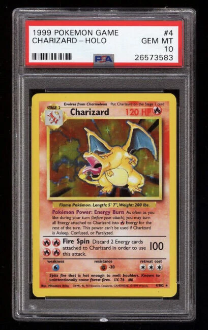 PSA 10 gegradeerde 1999 Pokémon Base Set Charizard Holo