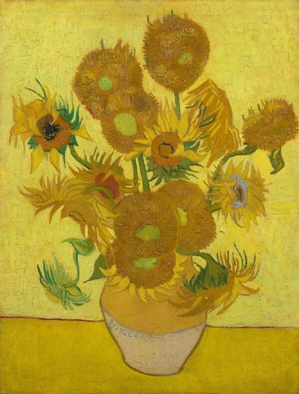 Zonnebloemen van Vincent van Gogh, voorbeeld van schilderij taxatie