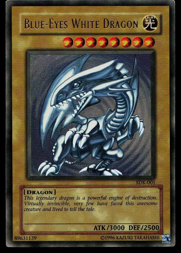 Blue-Eyes White Dragon Yu-Gi-Oh! kaart, voorbeeld van Yu-Gi-Oh! taxatie